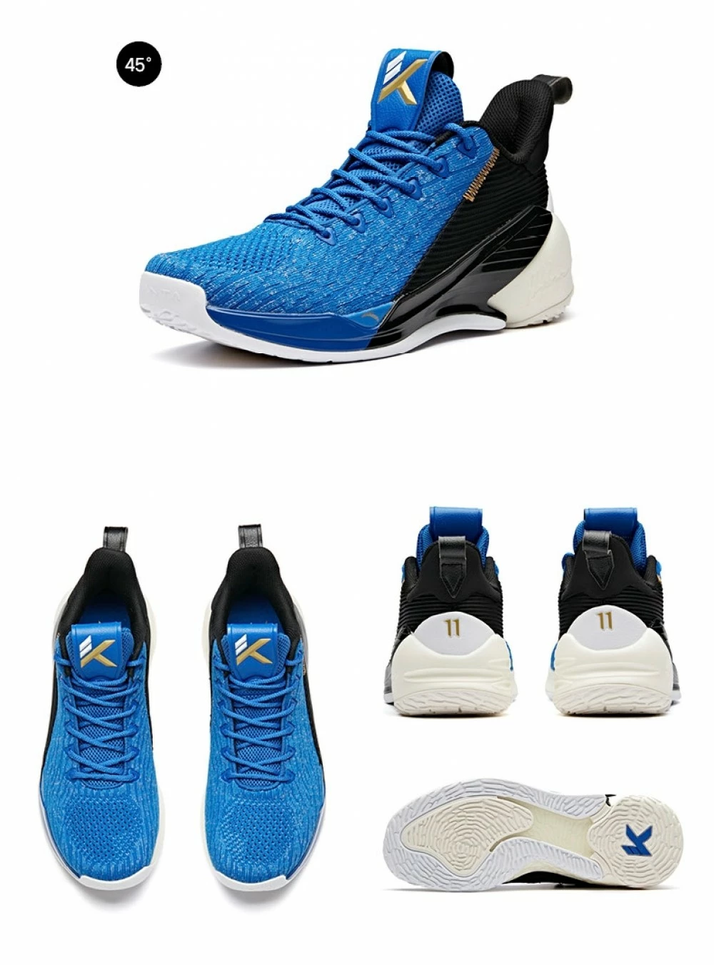 China&Sport Anta 2019 Klay Thompson KT4 Low Men's Basketball Shoes - Blue/Black/White 3 China&Sport Anta 2019 Klay Thompson KT4 Low Men's Basketball Shoes - Blue/Black/White - Image 3