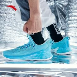 China&Sport Anta 2019 Spring KT4 Klay Thompson Light Low Basketball Shoes - Ice Blue/White