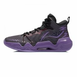 China&Sport Li-Ning 2022 Sharp Blade 2 Mid Professional Basketball Game Shoes - Black/Purple